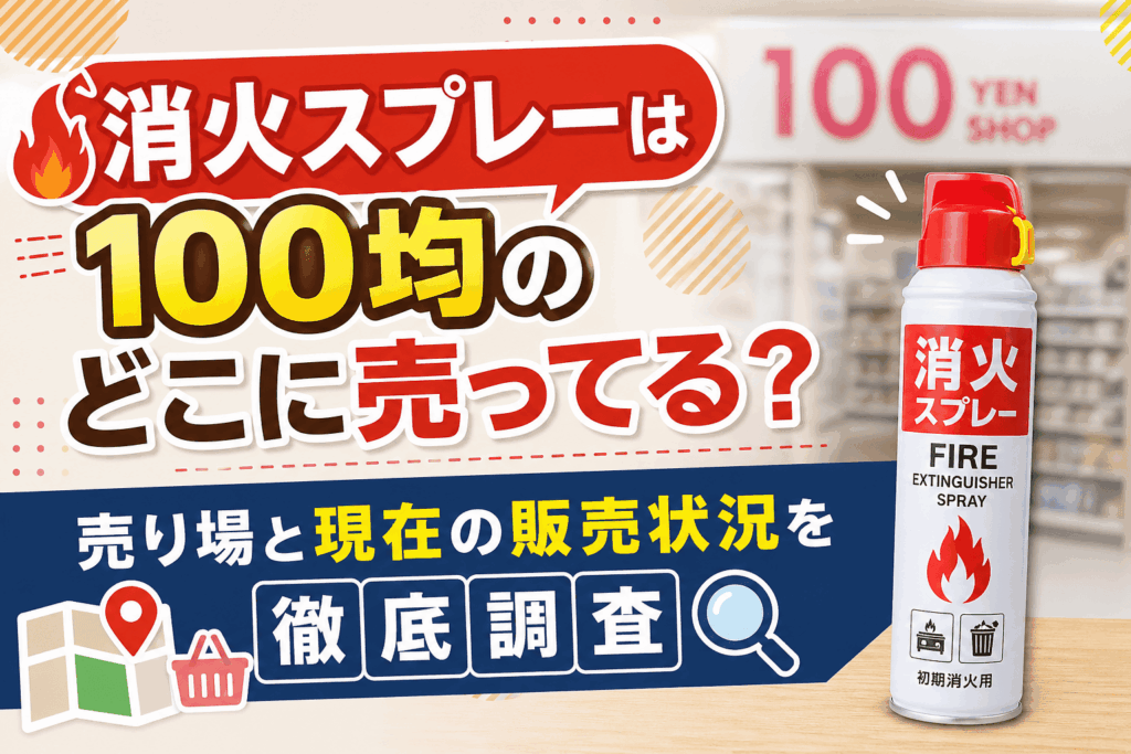 消火スプレーは100均のどこに売ってる？売り場と現在の販売状況を解説したアイキャッチ画像
