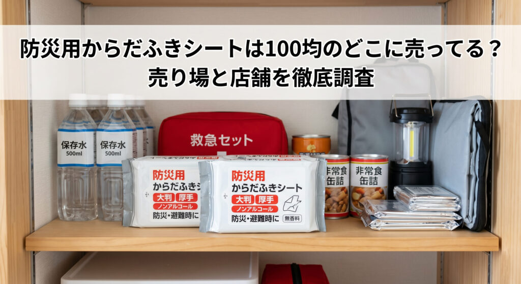 防災用からだふきシートを100均で購入し防災準備している画像