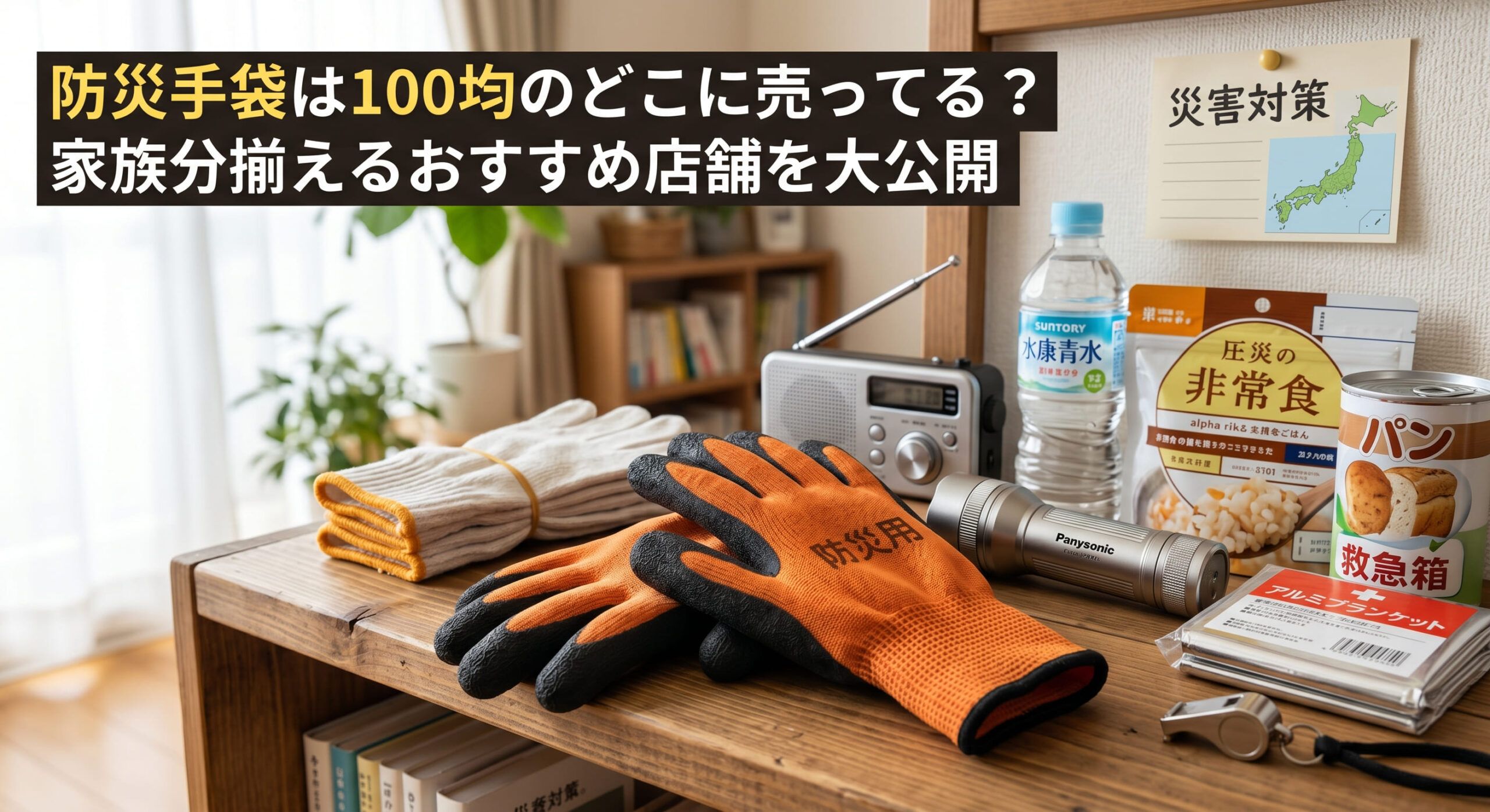 防災手袋を100均で購入し自宅で防災準備をしている