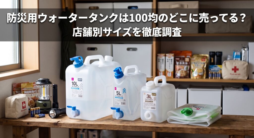 防災用のウォータータンクを100均で購入し自宅に保管している画像