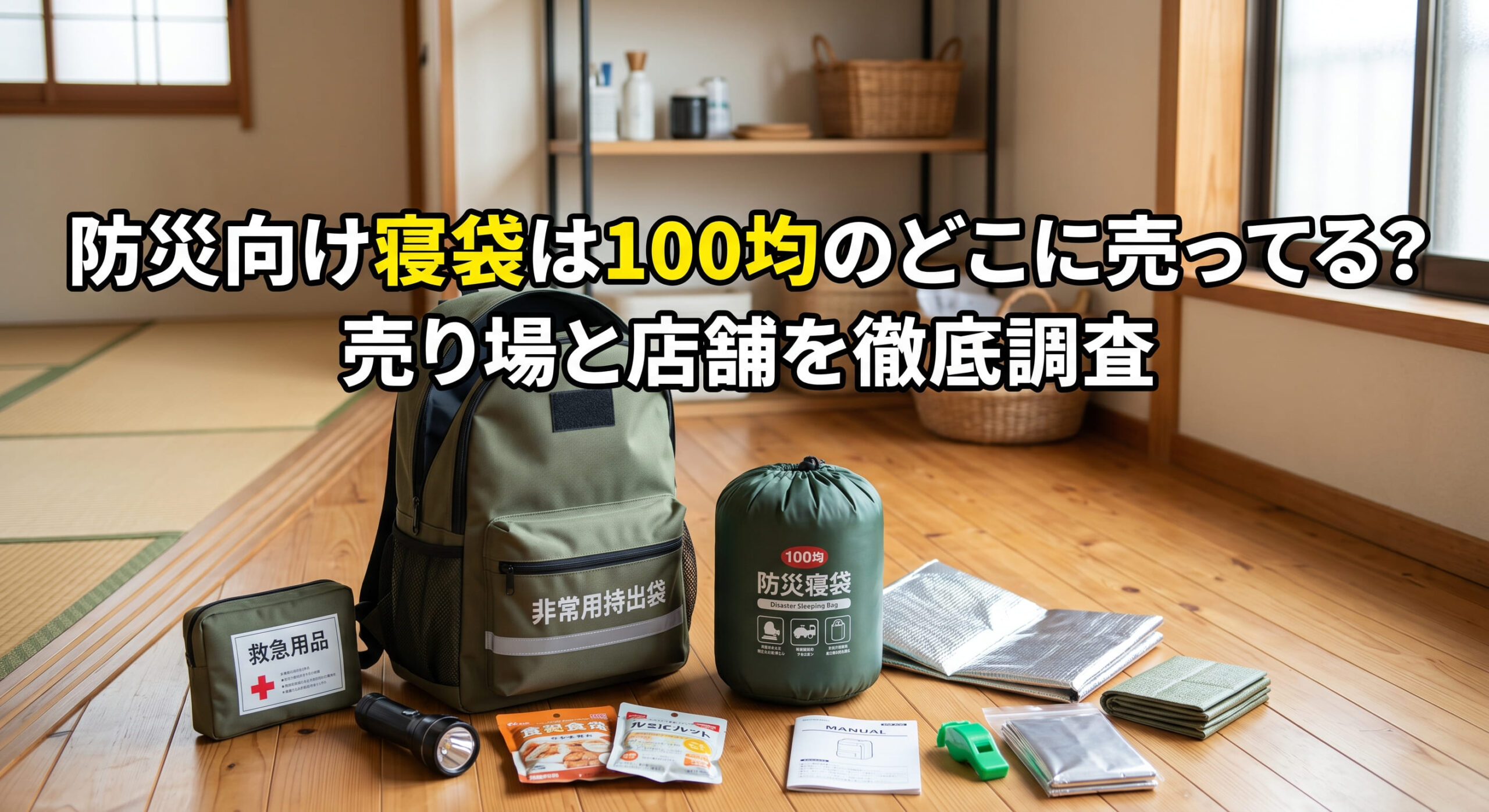 100均で購入した防災向け寝袋を購入し防災リュックに入れる画像
