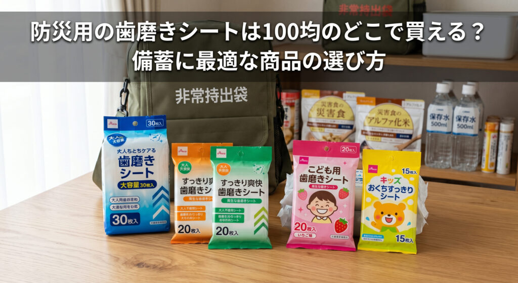 防災用の歯磨きシートを100均で購入し防災に備えている画像