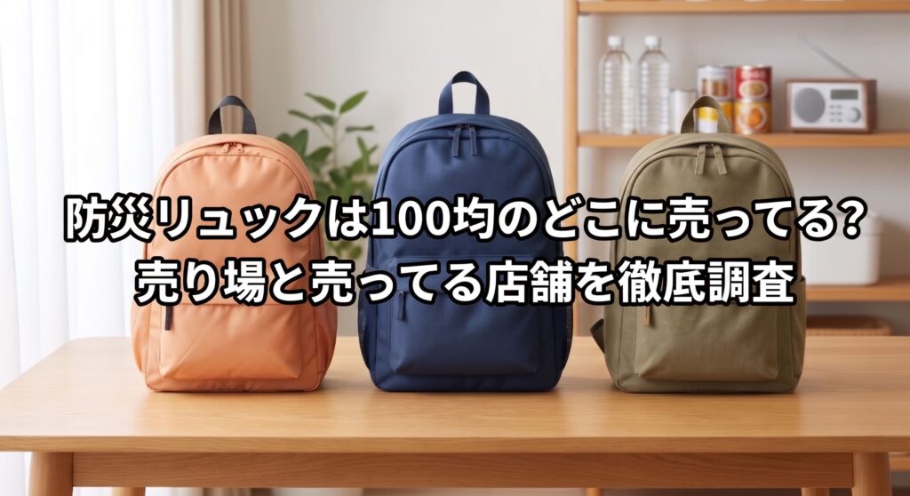 100均や楽天で購入できる防災リュックを自宅で比較している画像